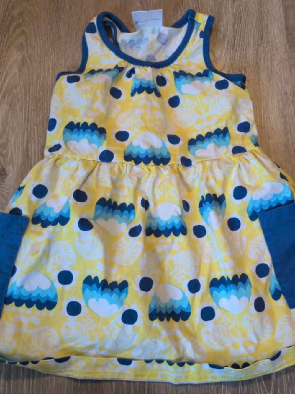 Hanna Andersson yellow blue floral polka dot dress 4T